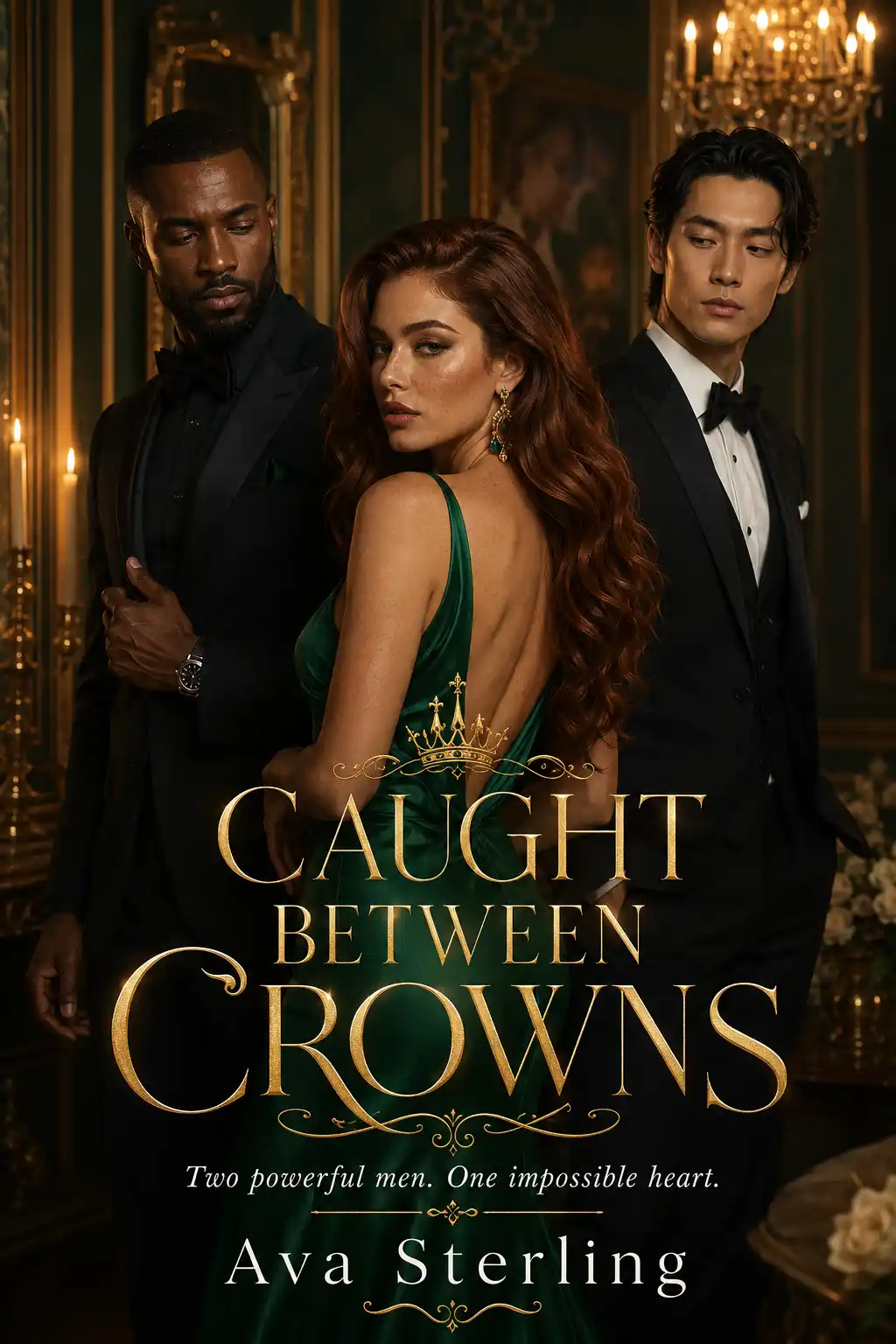 Caught Between Crowns by Ava St. Clair — Billionaire Romance book cover design