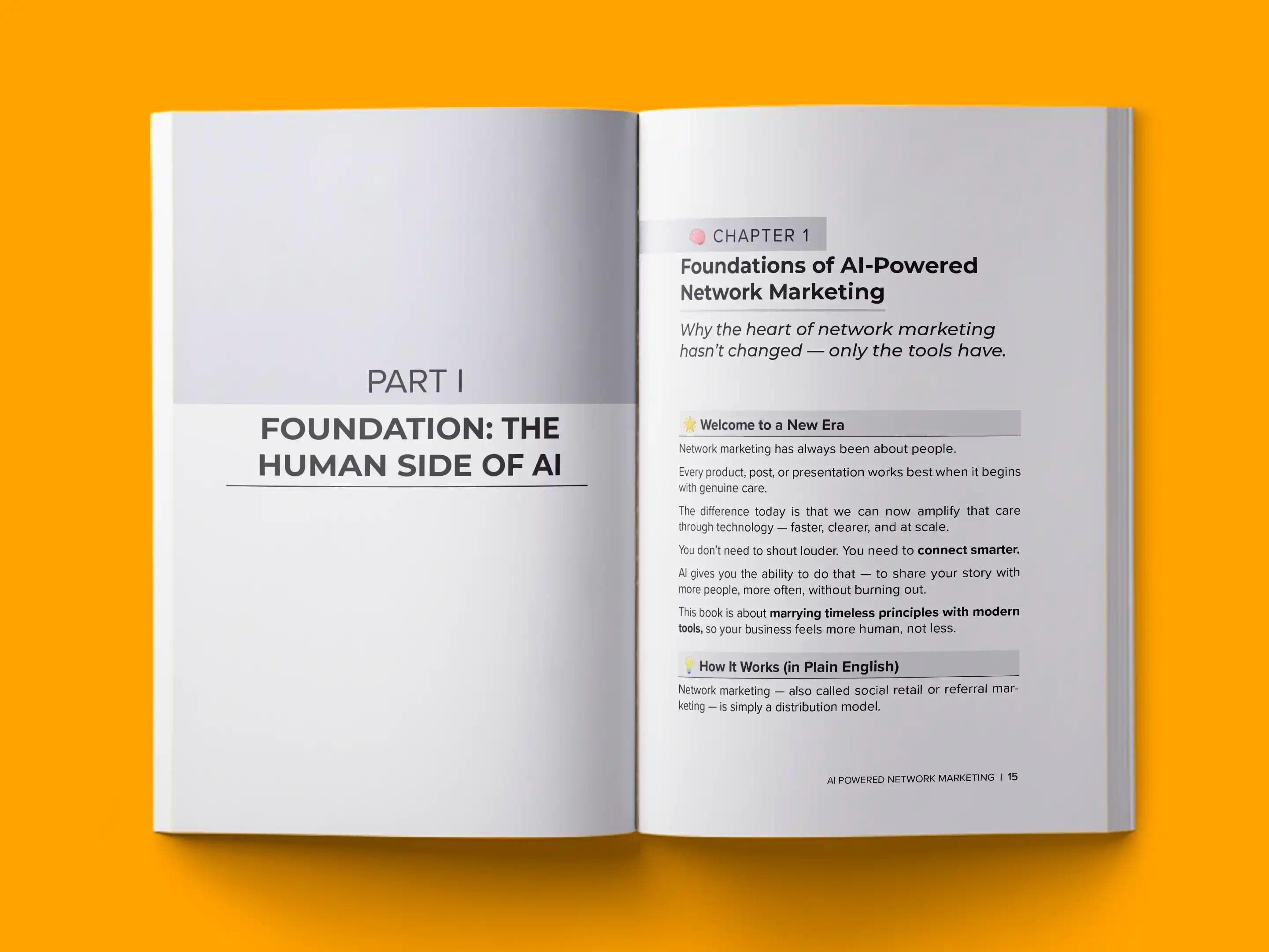book formatting sample for AI POWERED NETWORK MARKETING. by , showing Business interior page layout by HMD Publishing