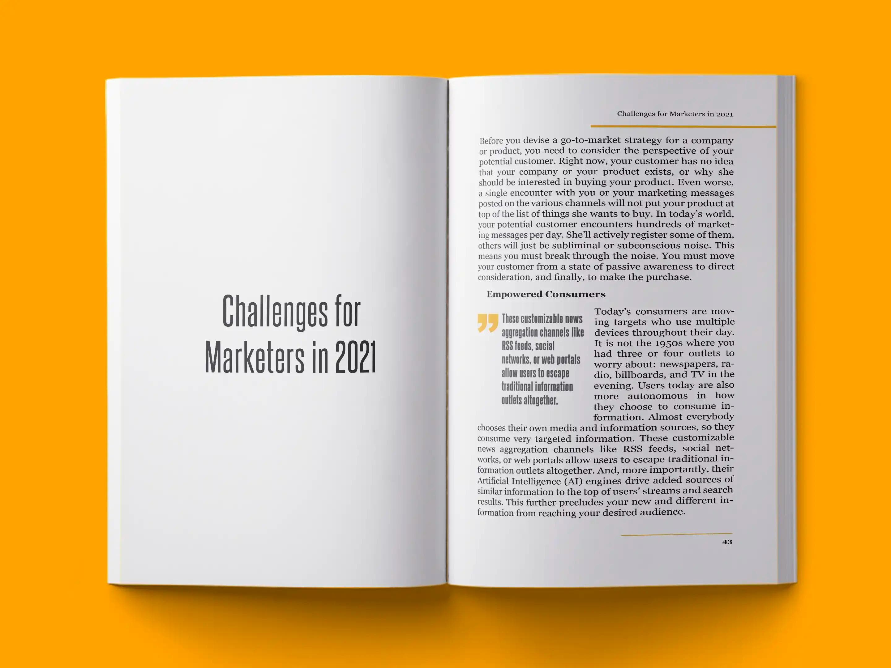 book formatting sample for Roadmap to marketing success by , showing Non-Fiction interior page layout by HMD Publishing