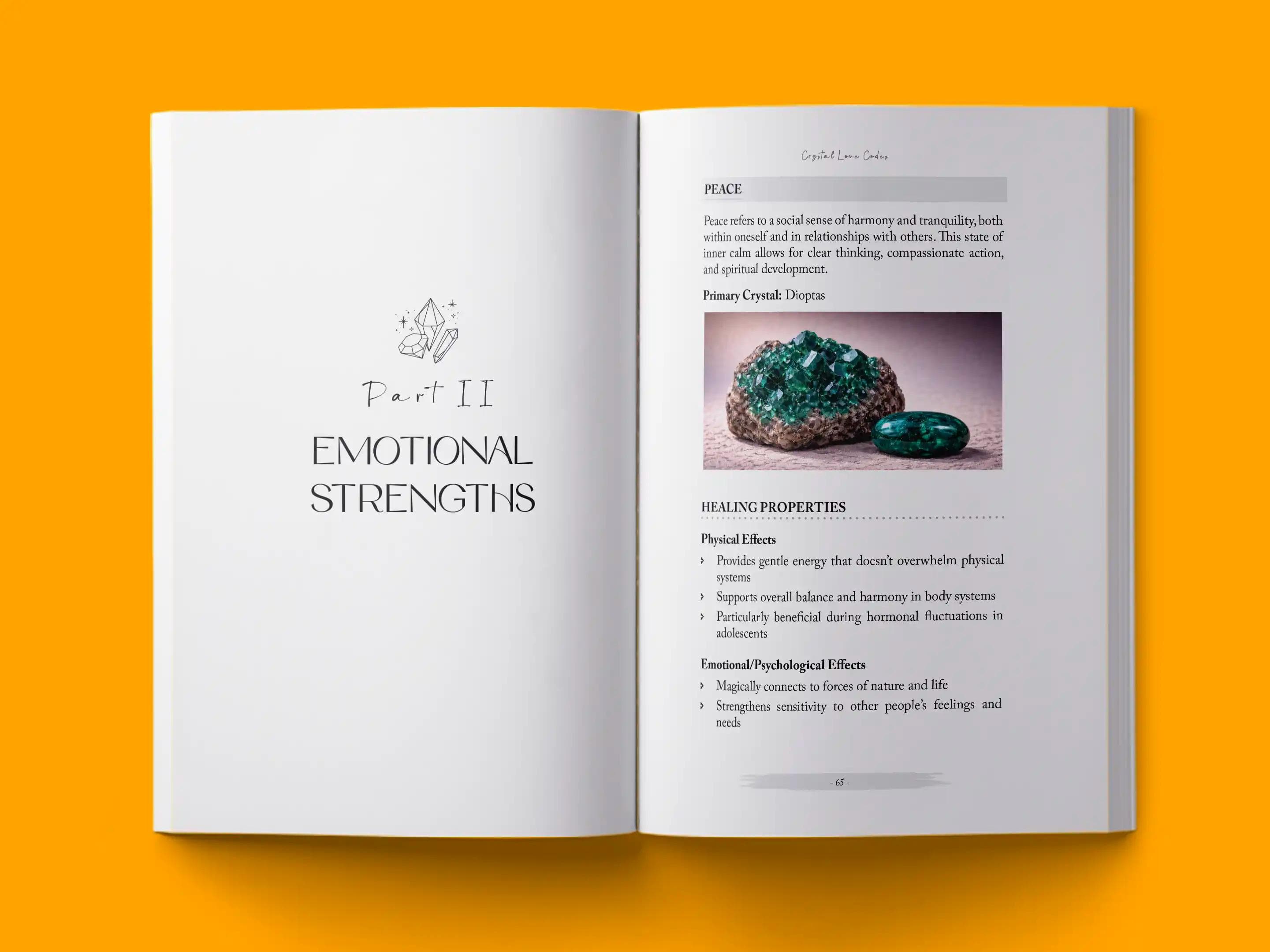 book formatting sample for Crystal Love Codes by , showing Health & Wellness interior page layout by HMD Publishing