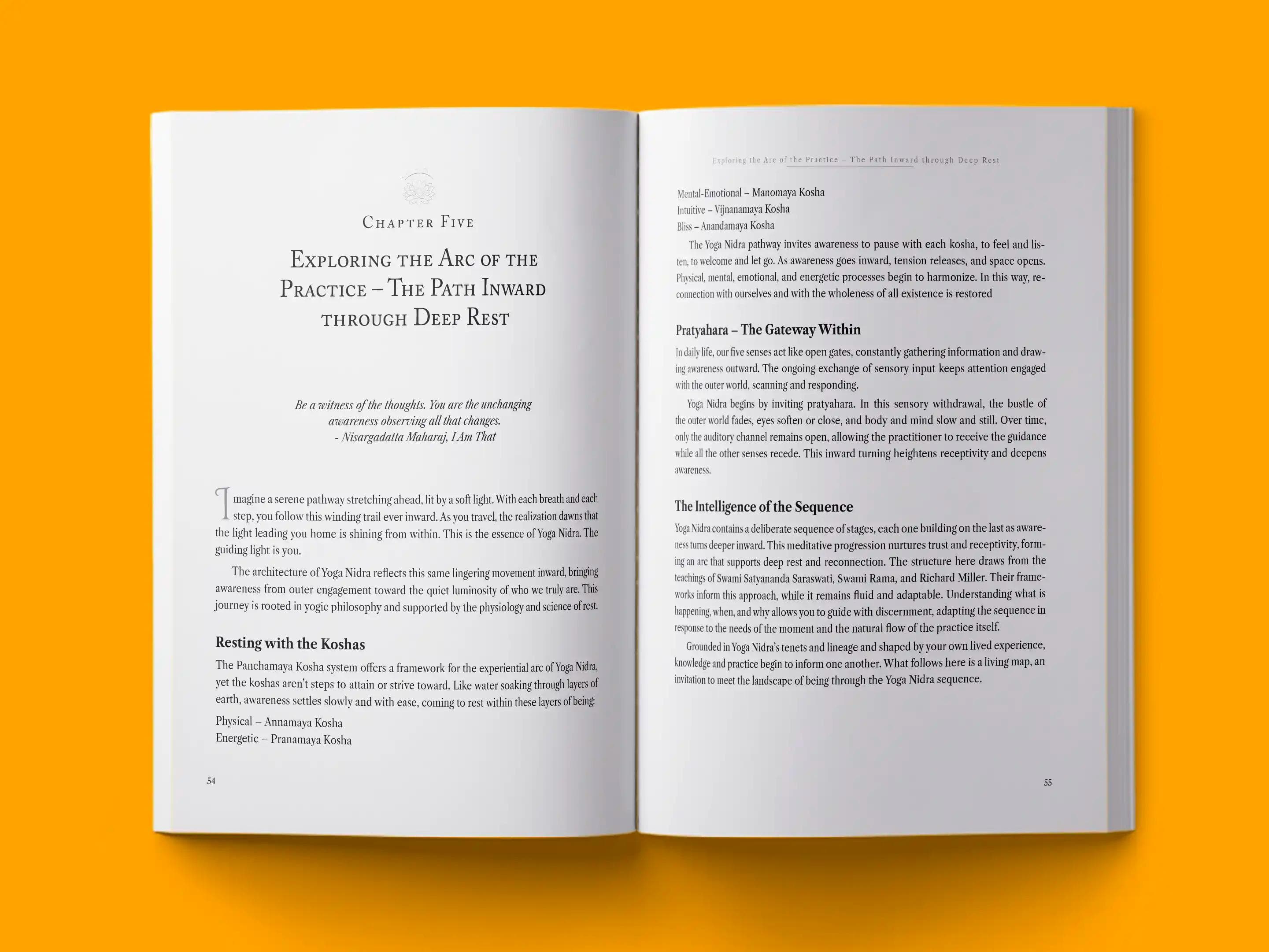 book formatting sample for The Heart of Yoga Nidra by , showing Non-Fiction interior page layout by HMD Publishing