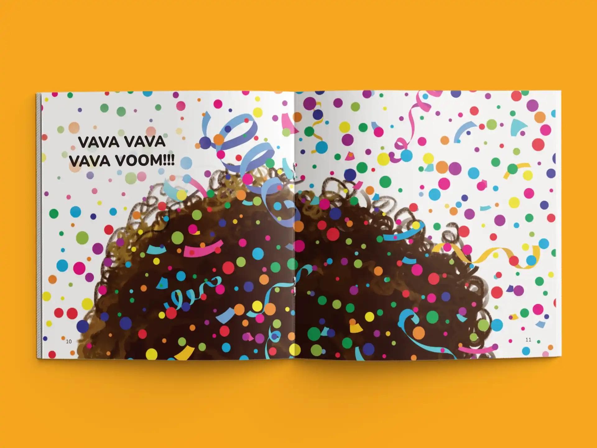 book formatting sample for My Hair is a Party by Private Client, showing Children's interior page layout by HMD Publishing