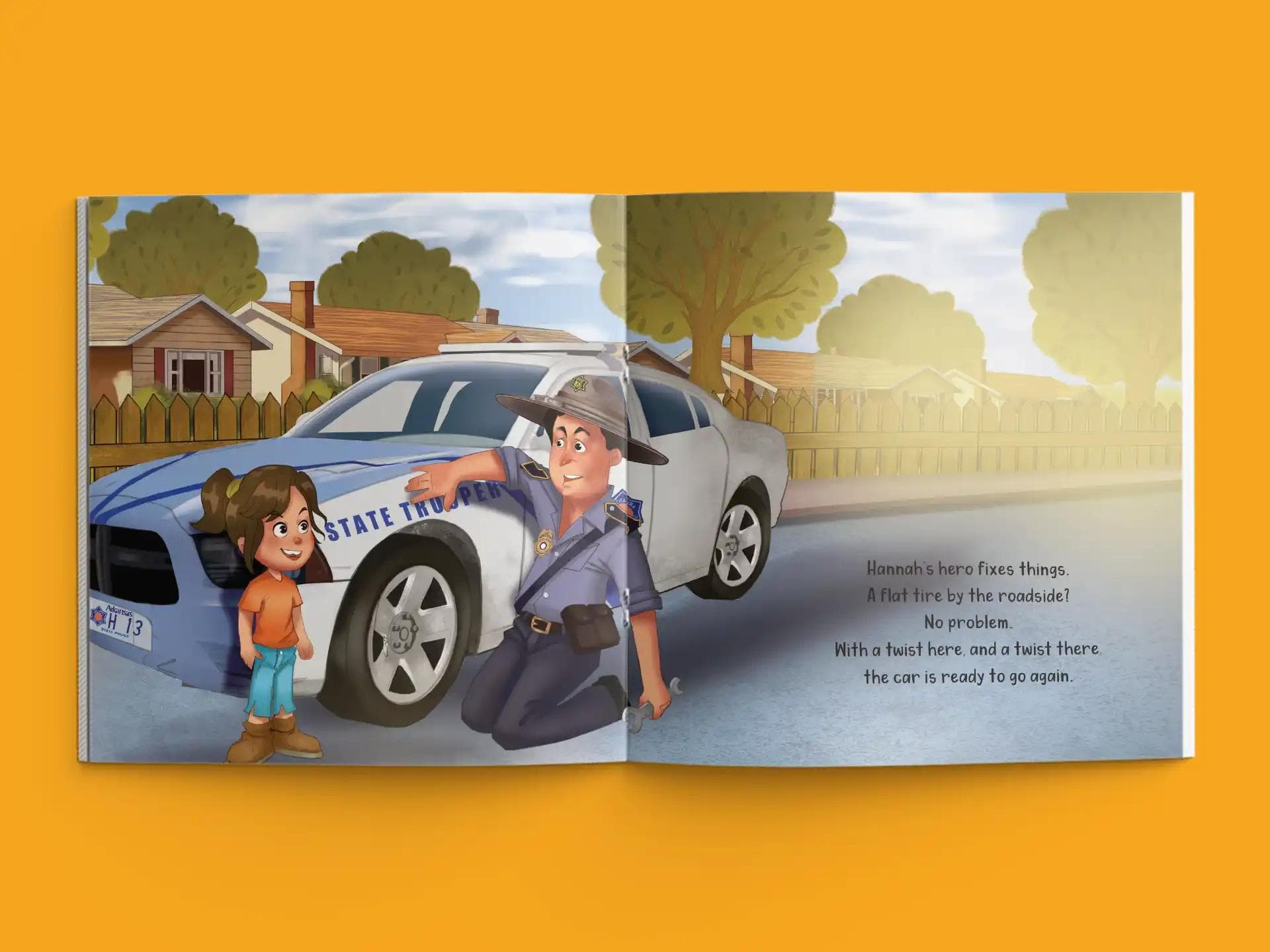 book formatting sample for Hannah's Hero by Private Client, showing Children's interior page layout by HMD Publishing