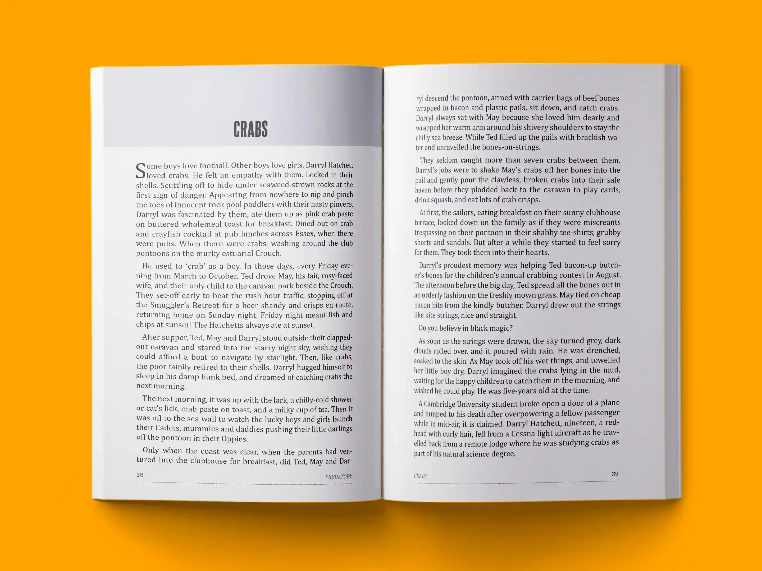 book formatting sample for Predatory by , showing Fantasy interior page layout by HMD Publishing