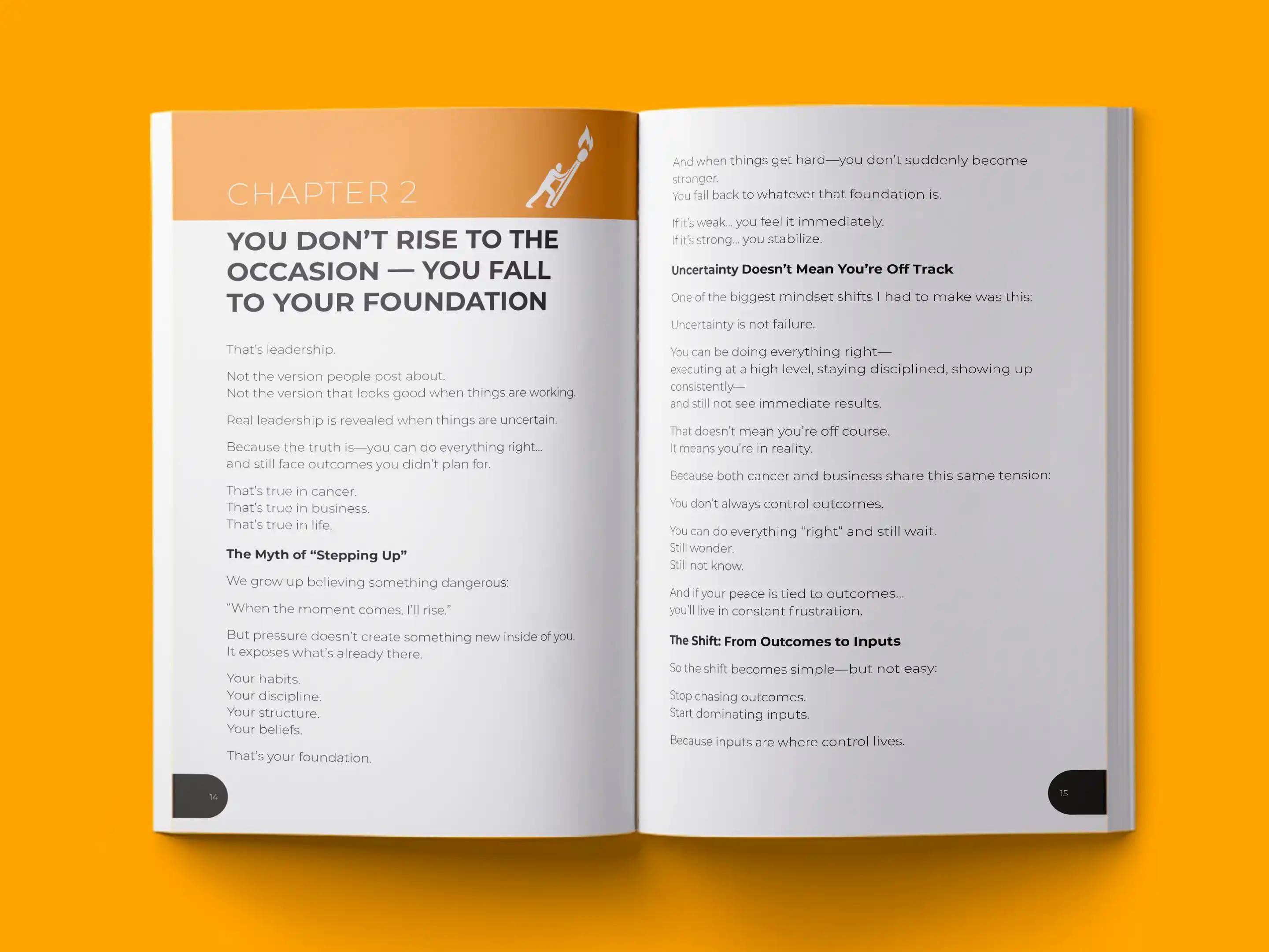 book formatting sample for BUILT IN THE FIRE by , showing Health & Wellness interior page layout by HMD Publishing