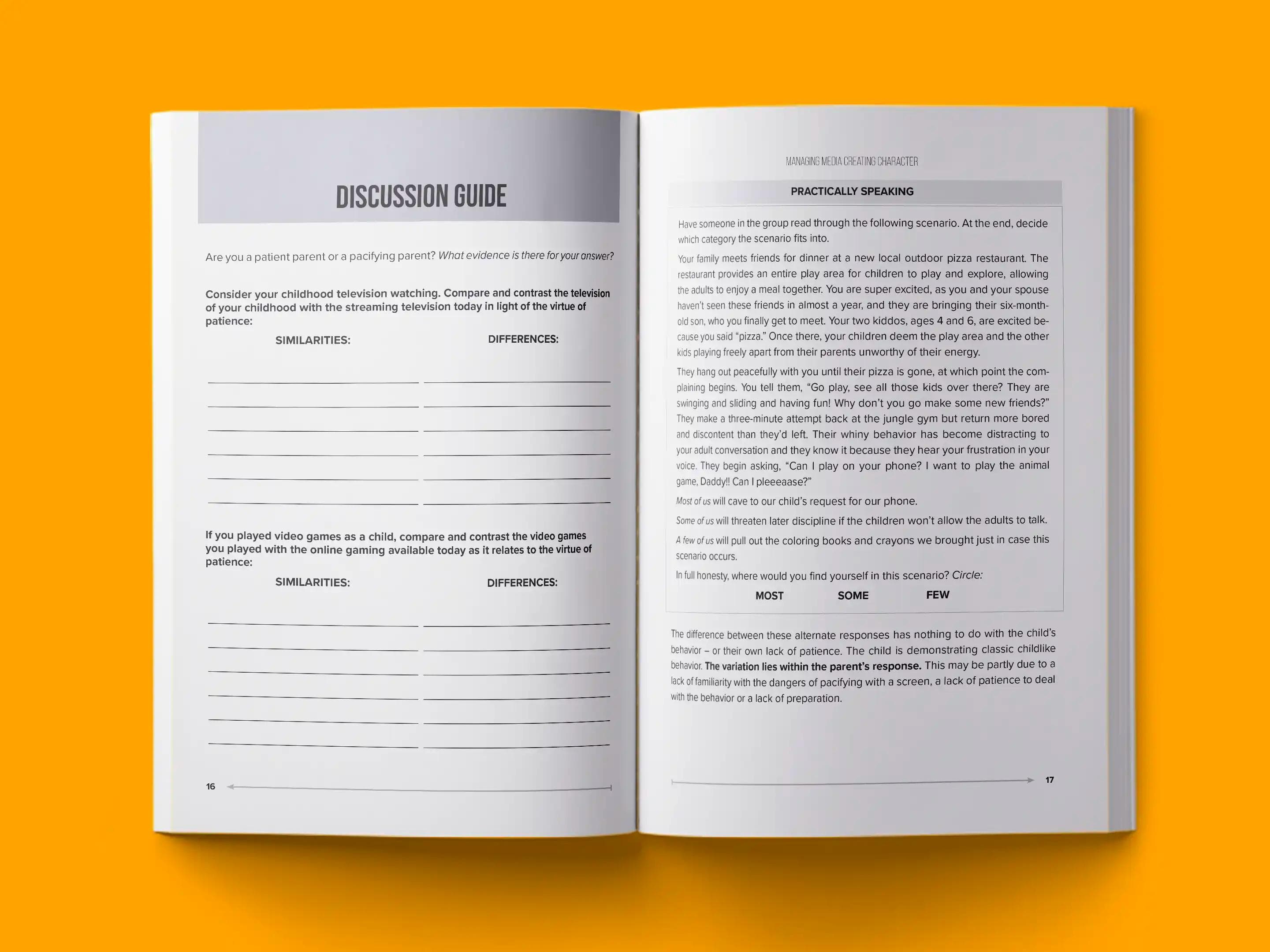 book formatting sample for Managing Media Creating Character by , showing Workbook interior page layout by HMD Publishing