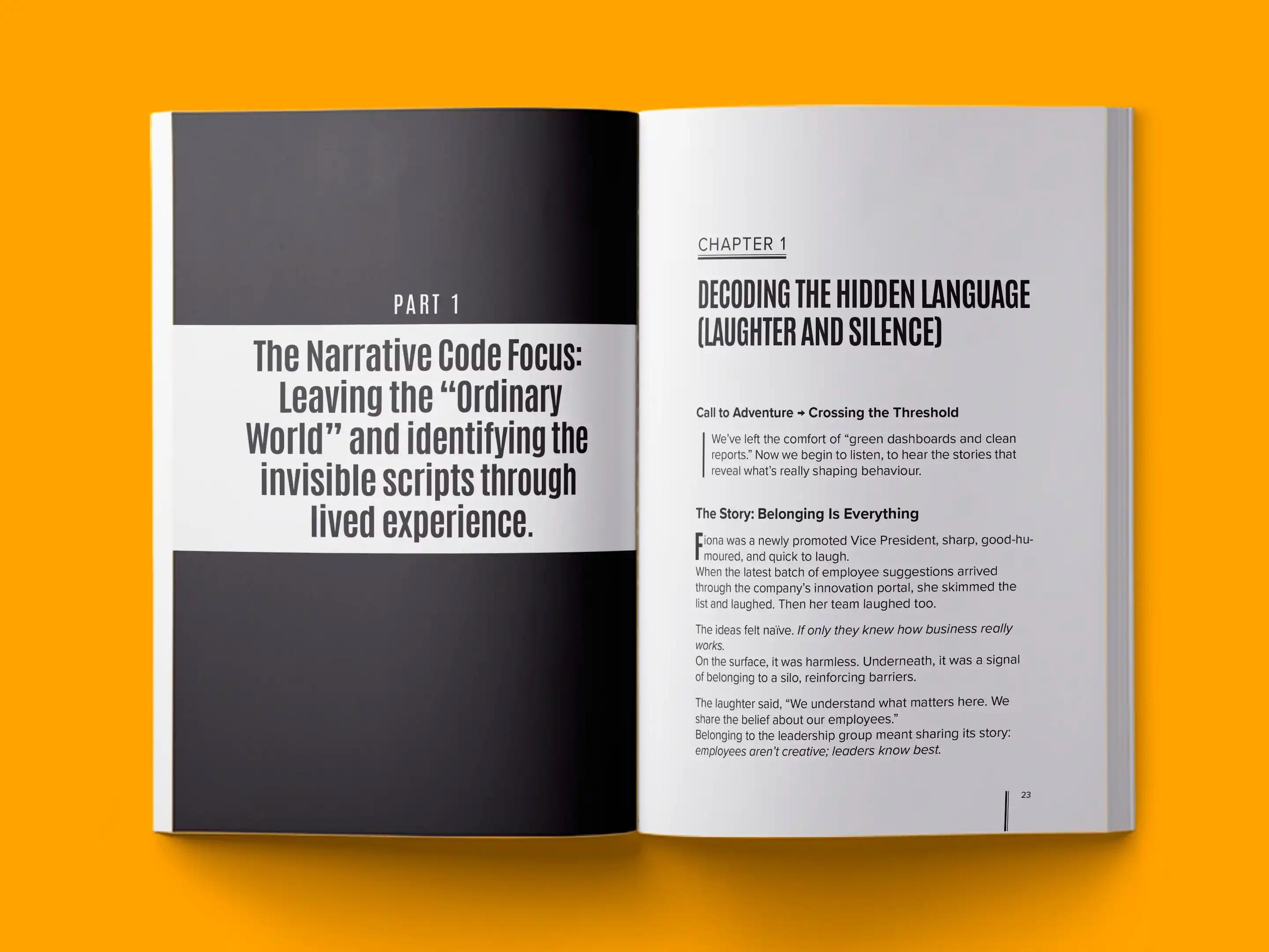 book formatting sample for The Invisible Script by , showing Business interior page layout by HMD Publishing
