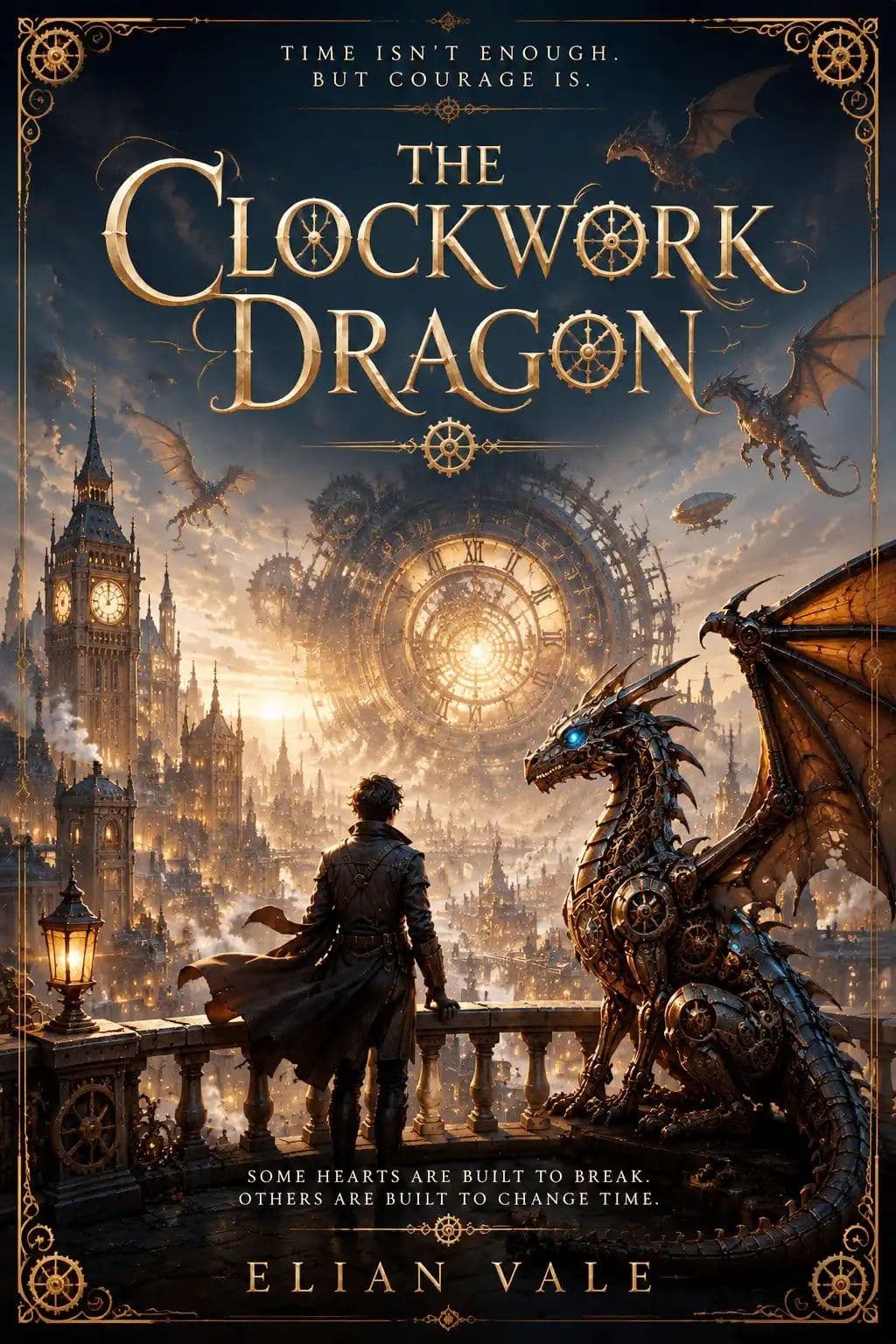 The Clockwork Dragon by ELIAN VALE ebook cover for the Dragon Fantasy book cover design portfolio.