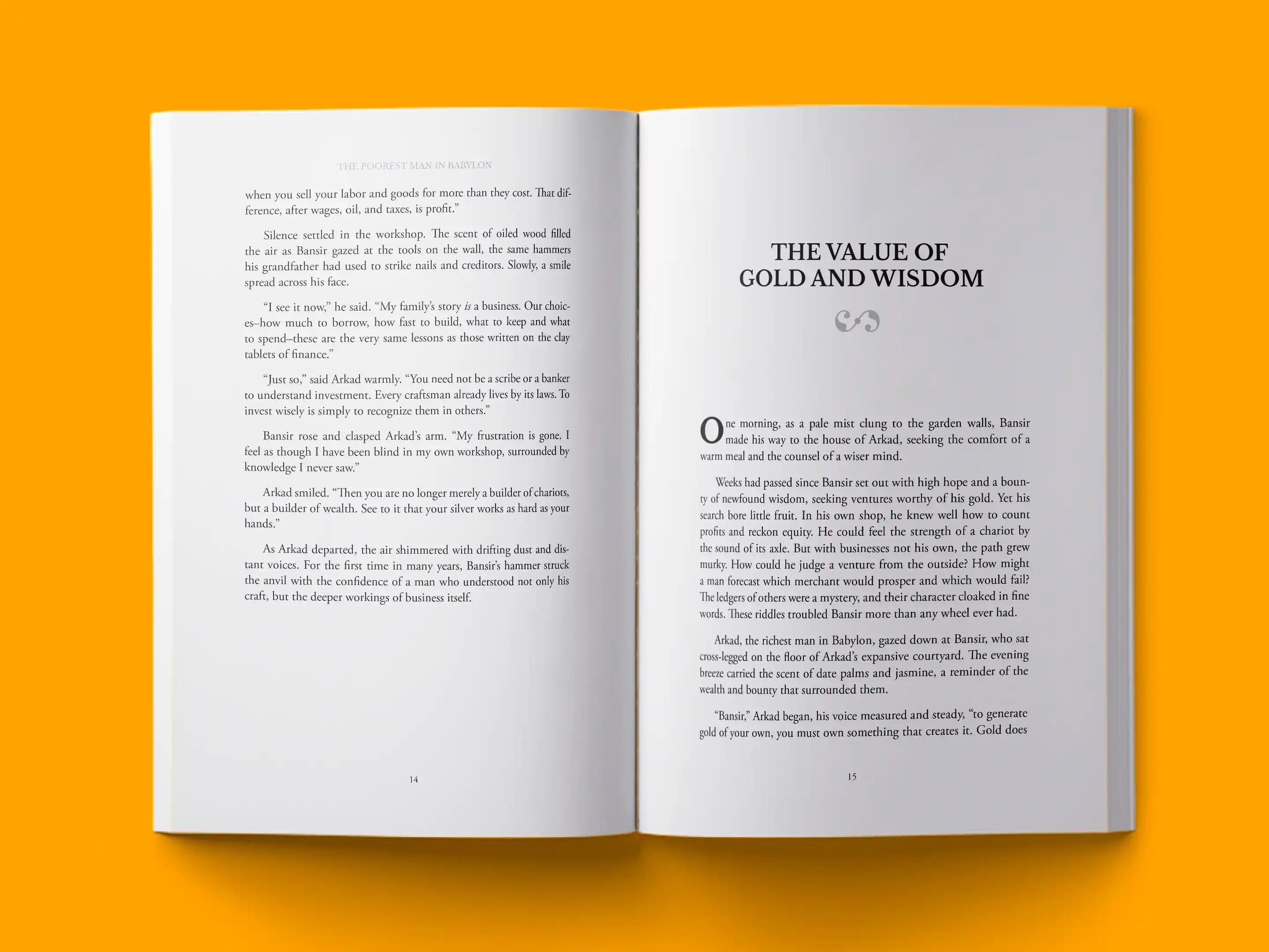 book formatting sample for The Poorest Man in Babylon by , showing Business interior page layout by HMD Publishing