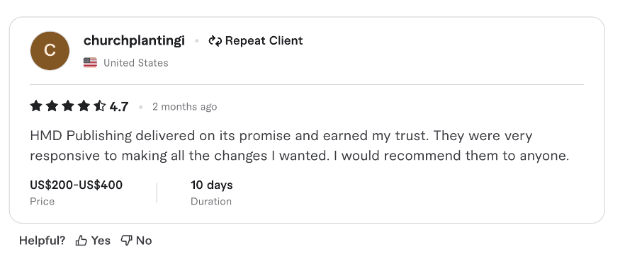 Fiverr 5-star review from Steven C. Shepard
